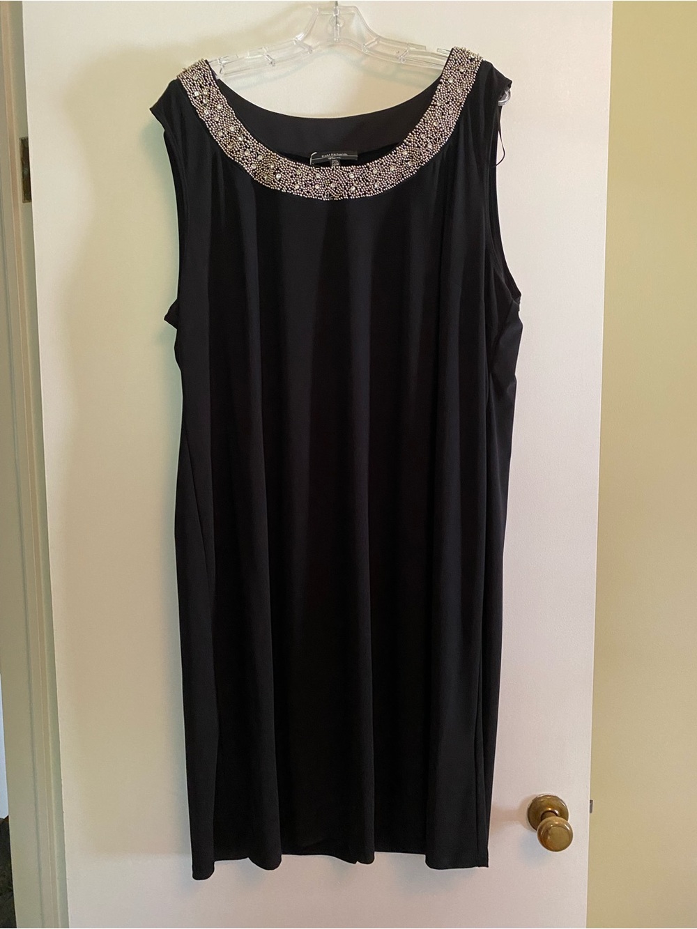 R&M Richards Black Two-Piece Mesh Sleeve Dress Set with Beaded Neckline - Picture 2 of 3